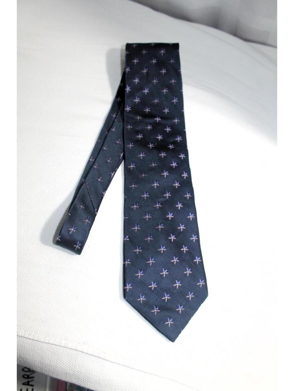 Vintage Emanuel Ungaro Navy Blue Wide Extra Long Silk Necktie, 4 X 60 Inch